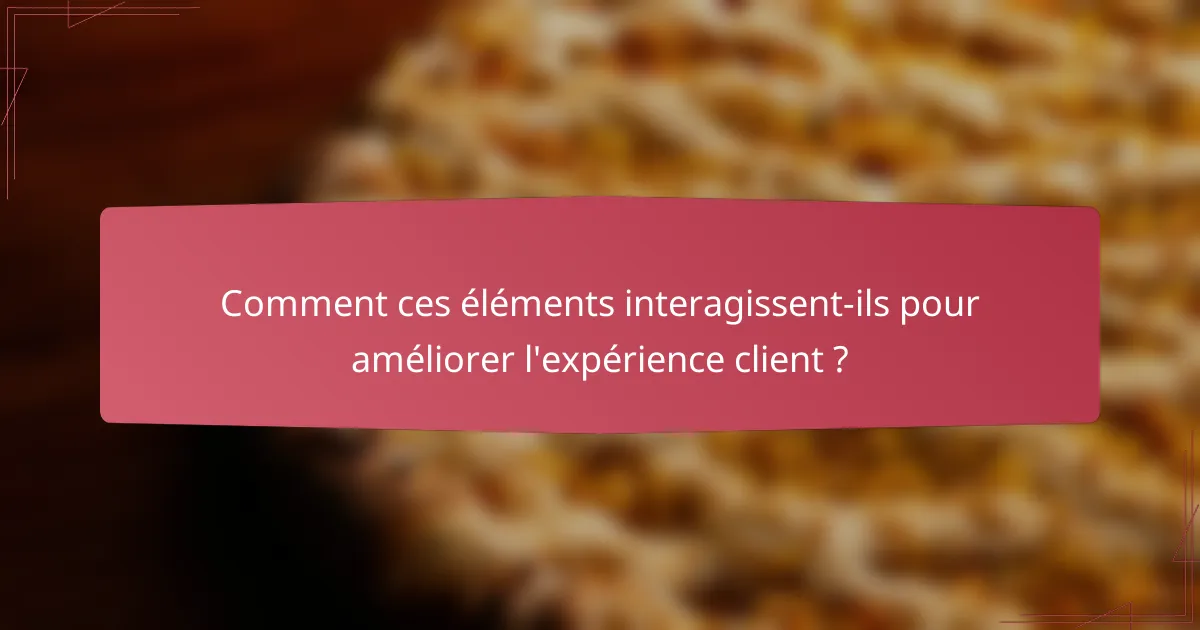 Comment ces éléments interagissent-ils pour améliorer l'expérience client ?