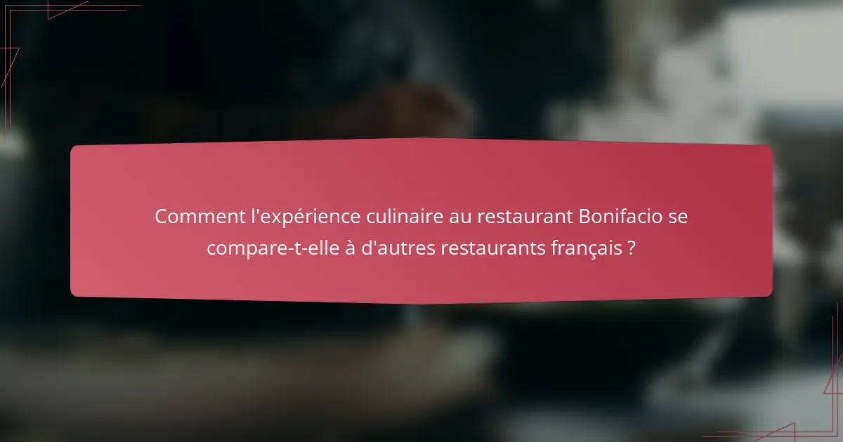 Comment l'expérience culinaire au restaurant Bonifacio se compare-t-elle à d'autres restaurants français ?
