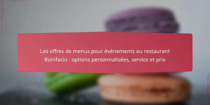 Les offres de menus pour événements au restaurant Bonifacio : options personnalisées, service et prix