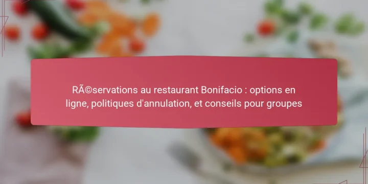 Réservations au restaurant Bonifacio : options en ligne, politiques d’annulation, et conseils pour groupes
