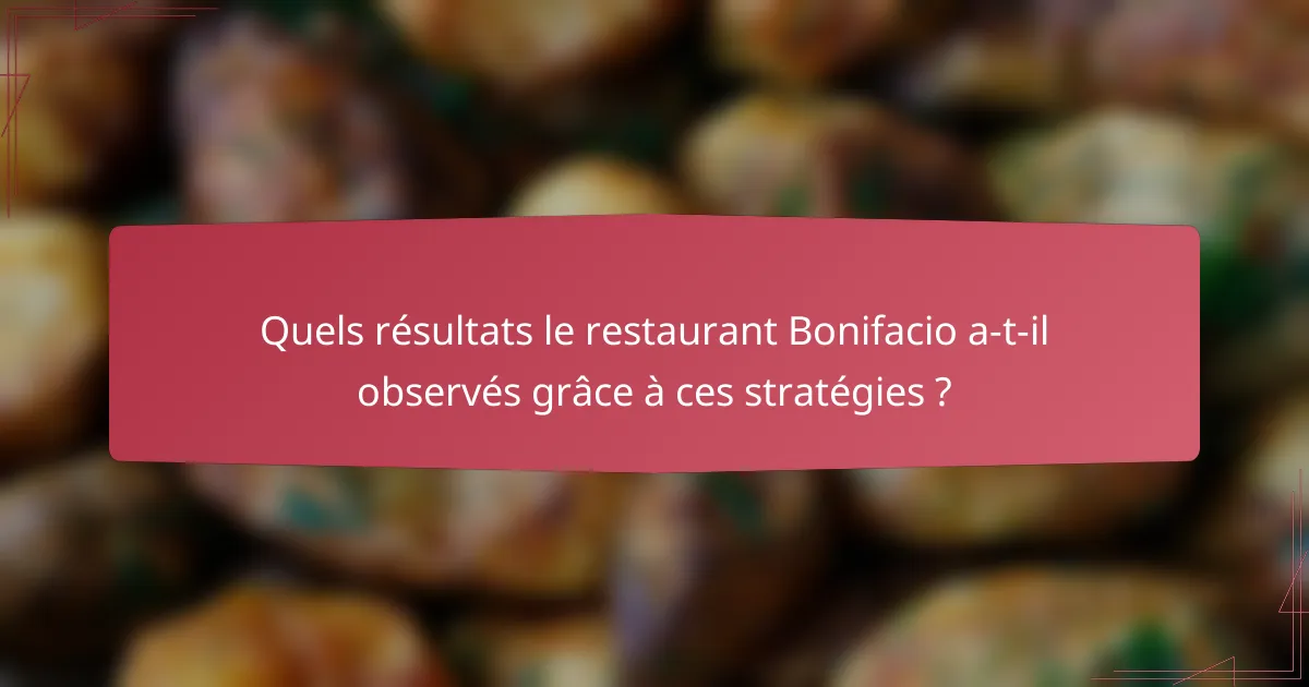Quels résultats le restaurant Bonifacio a-t-il observés grâce à ces stratégies ?
