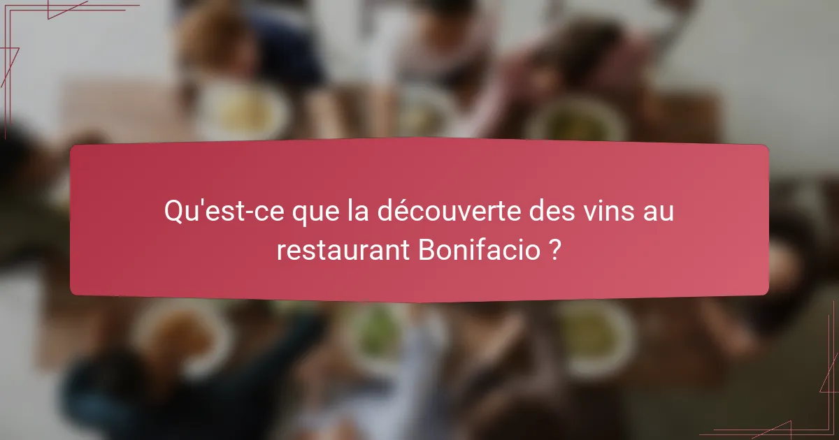 Qu'est-ce que la découverte des vins au restaurant Bonifacio ?