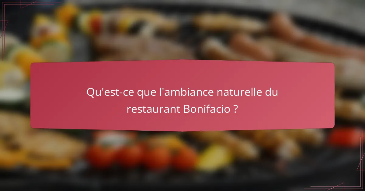Qu'est-ce que l'ambiance naturelle du restaurant Bonifacio ?